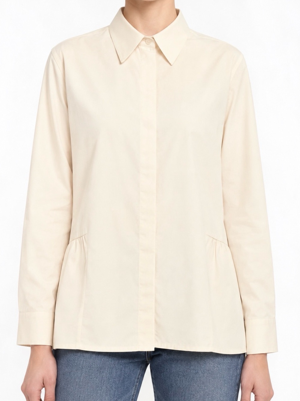NWT 100% Cotton Casual Basic Button Down Shirt Blouse Beige Sz L Office Workwear